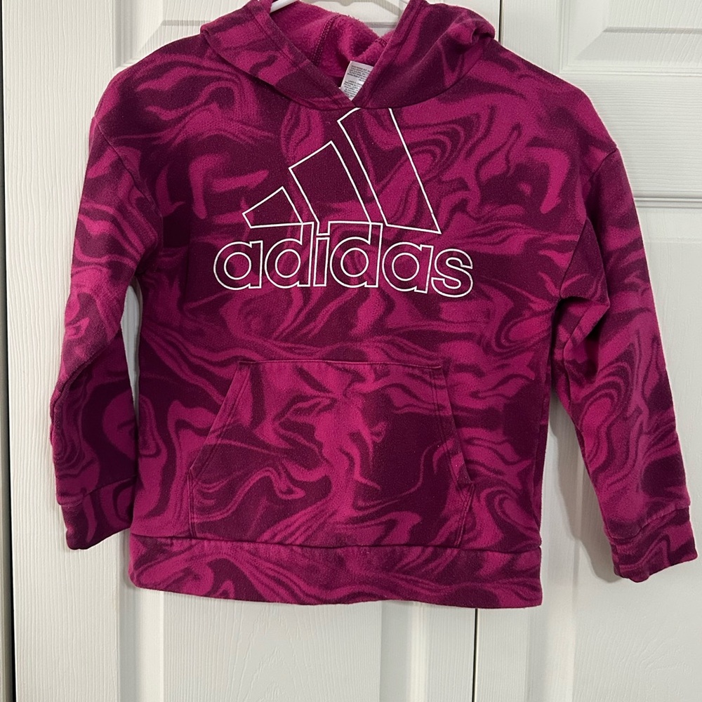 Adidas Pink Sweatshirt Hoodie with Marbled Pattern